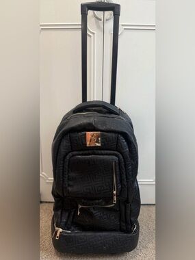 Sole Premise Black Monogram Leather CarryOn Roller Bag